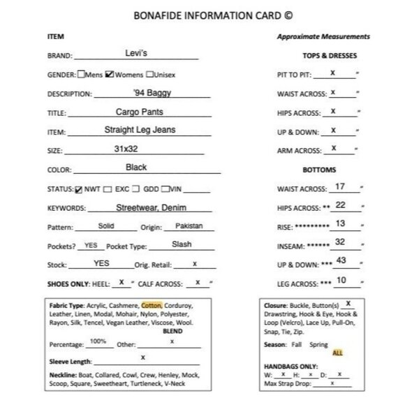 Levi's Womens '94 Baggy Cargo Pants Straight Leg Jeans Size 31x32 Black AN NWT - Picture 12 of 12